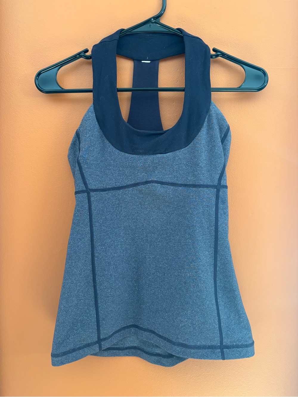 Lululemon Women's Heather Gray Athletic Tank Top with Navy Trim